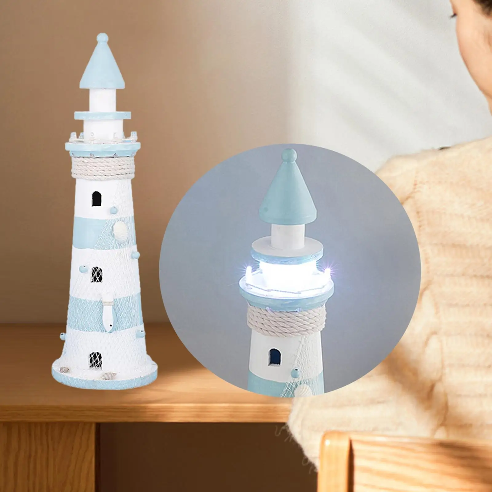 Wooden Tabletop Lighthouse Blinking Tower Light Farmhouse Gift Lighthouse Night Light for Patio Beach Bathroom Lawn Decorative
Wooden Tabletop Lighthouse Blinking Tower Light Farmhouse Gift Lighthouse Night Light for Patio Beach Bathroom Lawn Decorative