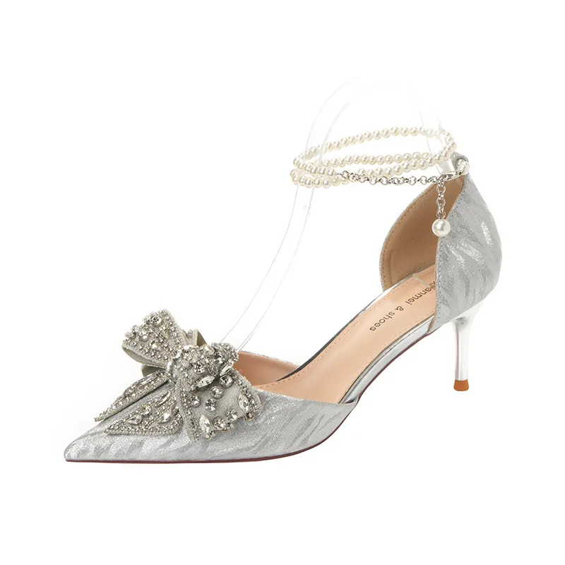 Women Pumps Office Career Summer PU 6CM Thin High Heels Pointed Toe Buckle Strap Ankle Strap Solid Woman Shoes silvery
Women Pumps Office Career Summer PU 6CM Thin High Heels Pointed Toe Buckle Strap Ankle Strap Solid Woman Shoes silvery