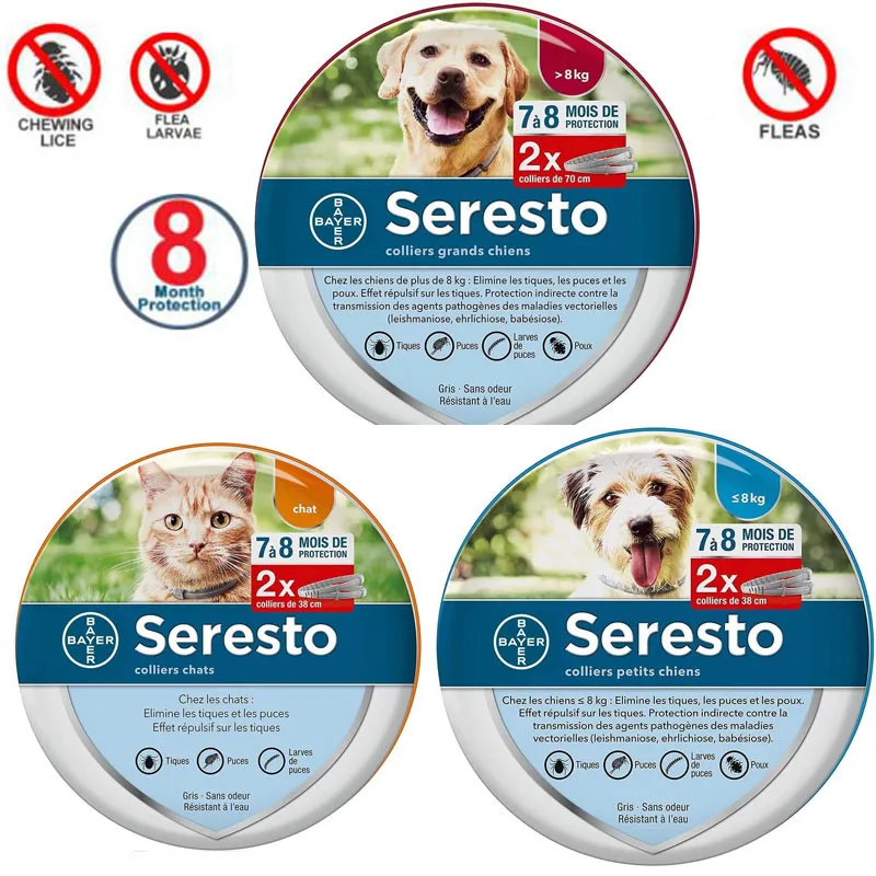 Ошейник для домашних животных, регулируемый ошейник от блох и клещей, 2 упаковки 
Ошейник для домашних животных, регулируемый ошейник от блох и клещей, 2 упаковки