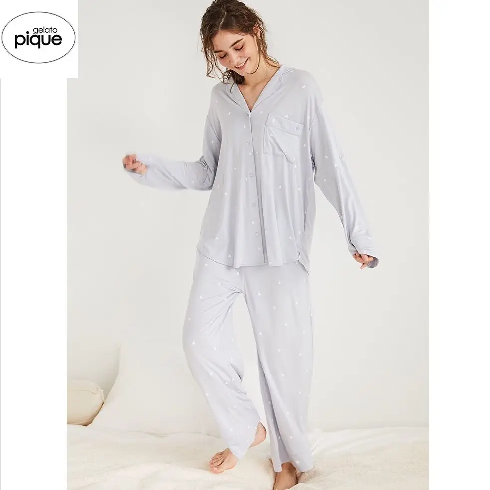 

Home wear Gelato Pique Room Wear Ladies Loungewear Nightwear Women Pijama Modal Homewear Full Length