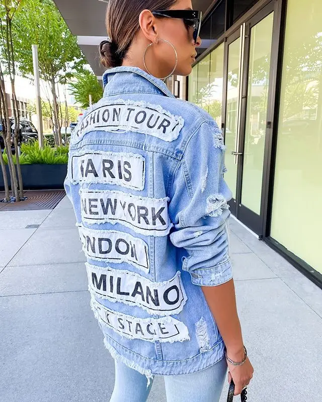 Women's Oversize Letter Print Vintage Washed Denim Jacket Long Sleeve Classic Loose Jean Trucker Jacket Coat
Women's Oversize Letter Print Vintage Washed Denim Jacket Long Sleeve Classic Loose Jean Trucker Jacket Coat