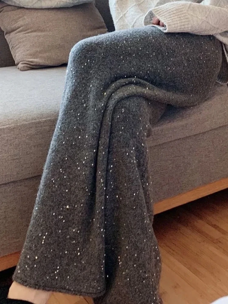 Wide Leg Casual Pants Women 2022 New Winter Baggy Sequins Grey Black Aesthetic Design High Waist Fashion Autumn Trousers
Wide Leg Casual Pants Women 2022 New Winter Baggy Sequins Grey Black Aesthetic Design High Waist Fashion Autumn Trousers