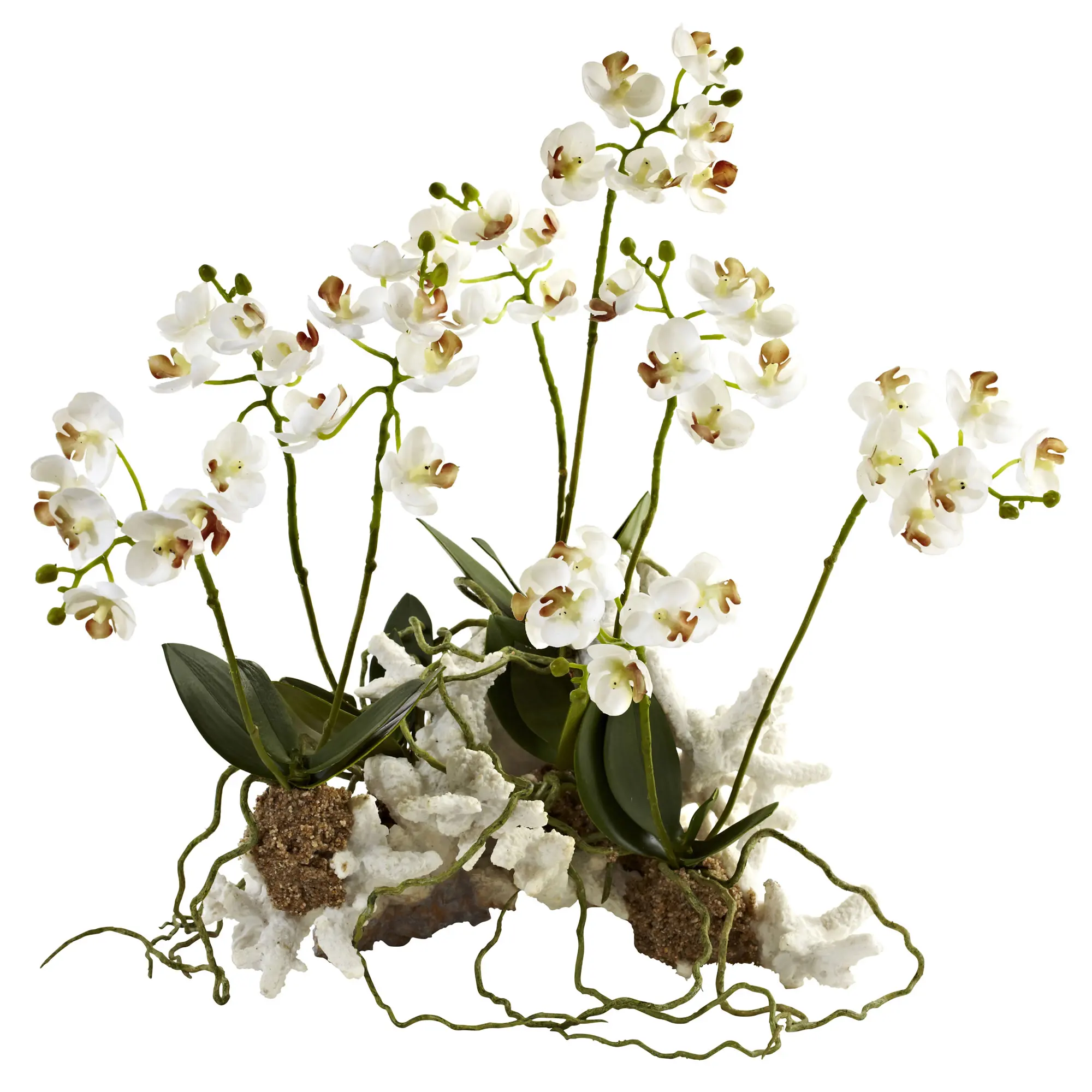 

Free shipping Mini Phalaenopsis Artificial Flower Set on Coral White