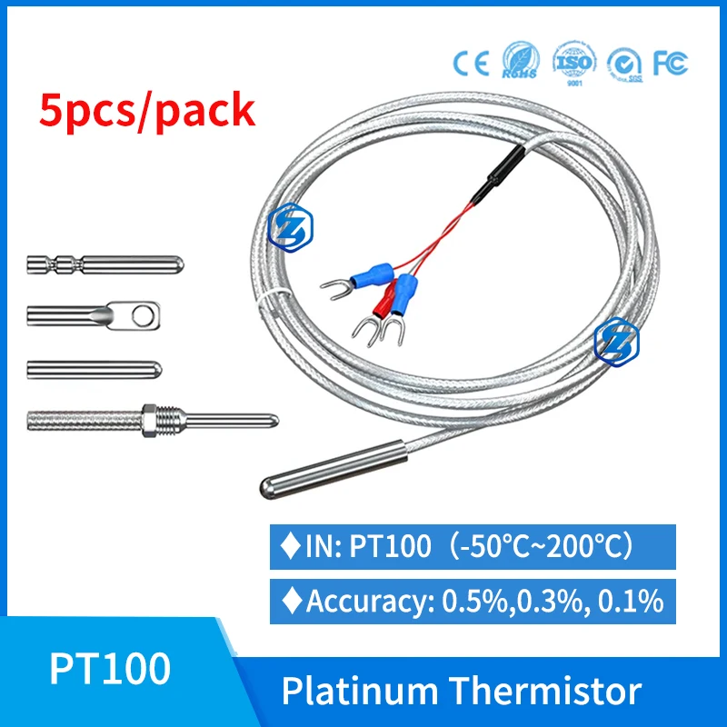 5pcs/pack PT100 Sensor Probe RTD Temperature Sensor -50-200 Celsuis Silver-plated Thermal Resistance Temperature Transmitter
5pcs/pack PT100 Sensor Probe RTD Temperature Sensor -50-200 Celsuis Silver-plated Thermal Resistance Temperature Transmitter