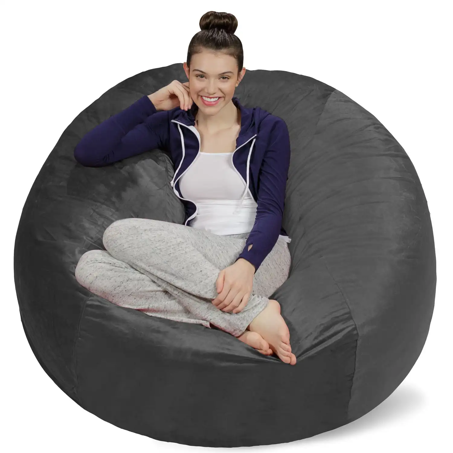 Bean Bag Chair, Memory Foam Lounger with Microsuede Cover, Kids, Adults, 5 ft, Charcoal
Bean Bag Chair, Memory Foam Lounger with Microsuede Cover, Kids, Adults, 5 ft, Charcoal