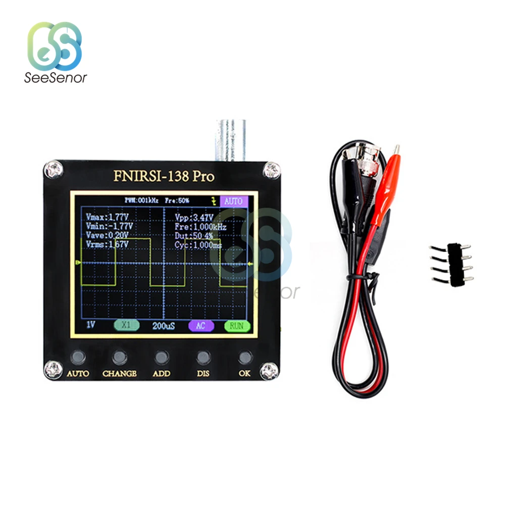 FNIRSI-138 PRO Digital Handheld Oscilloscope Kit 2.5MSa/s 200KHz Analog Bandwidth Support 80Khz PWM And Firmware Update
FNIRSI-138 PRO Digital Handheld Oscilloscope Kit 2.5MSa/s 200KHz Analog Bandwidth Support 80Khz PWM And Firmware Update
