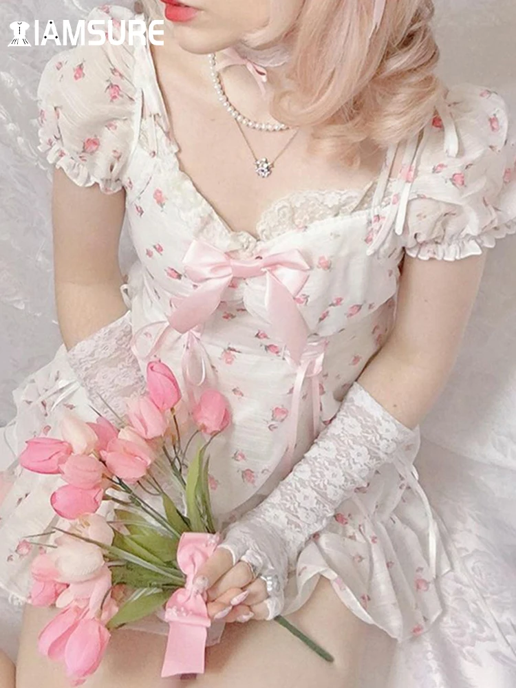 IAMSURE Sweet Cute Bandage Bow A-Line Dress Slim Floral Square Collar Puff Sleeve Mini Dresses For Women 2022 Summer Casual
IAMSURE Sweet Cute Bandage Bow A-Line Dress Slim Floral Square Collar Puff Sleeve Mini Dresses For Women 2022 Summer Casual