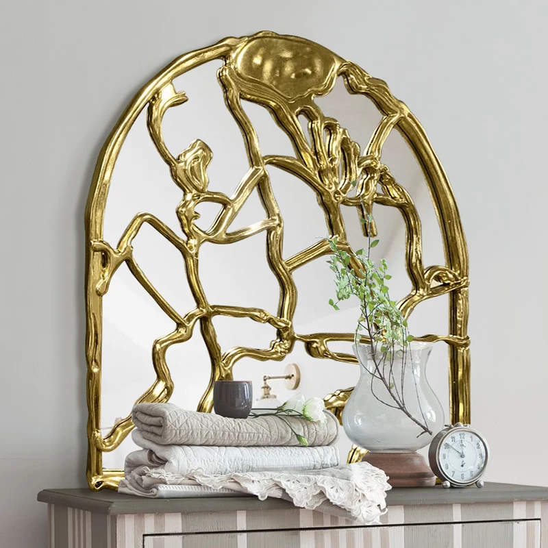 

Необычные декоративные настенные зеркала, деревянное косметическое зеркало для ванной комнаты, в прихожую, туалете, комнату, украшение для ...