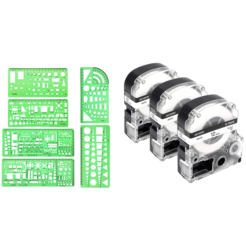 3Pcs 12Mm Label Maker Tape Label Maker For Epson/Kingjim Printer With 6Pcs Measuring Templates For Office And School
3Pcs 12Mm Label Maker Tape Label Maker For Epson/Kingjim Printer With 6Pcs Measuring Templates For Office And School