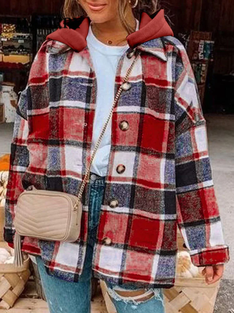2022 Full Sleeve Plaid Printing Autumn Coats Women Go Out Casual Loose Outerwear Elegant Female Streetwear Vintage Long Jackets
2022 Full Sleeve Plaid Printing Autumn Coats Women Go Out Casual Loose Outerwear Elegant Female Streetwear Vintage Long Jackets