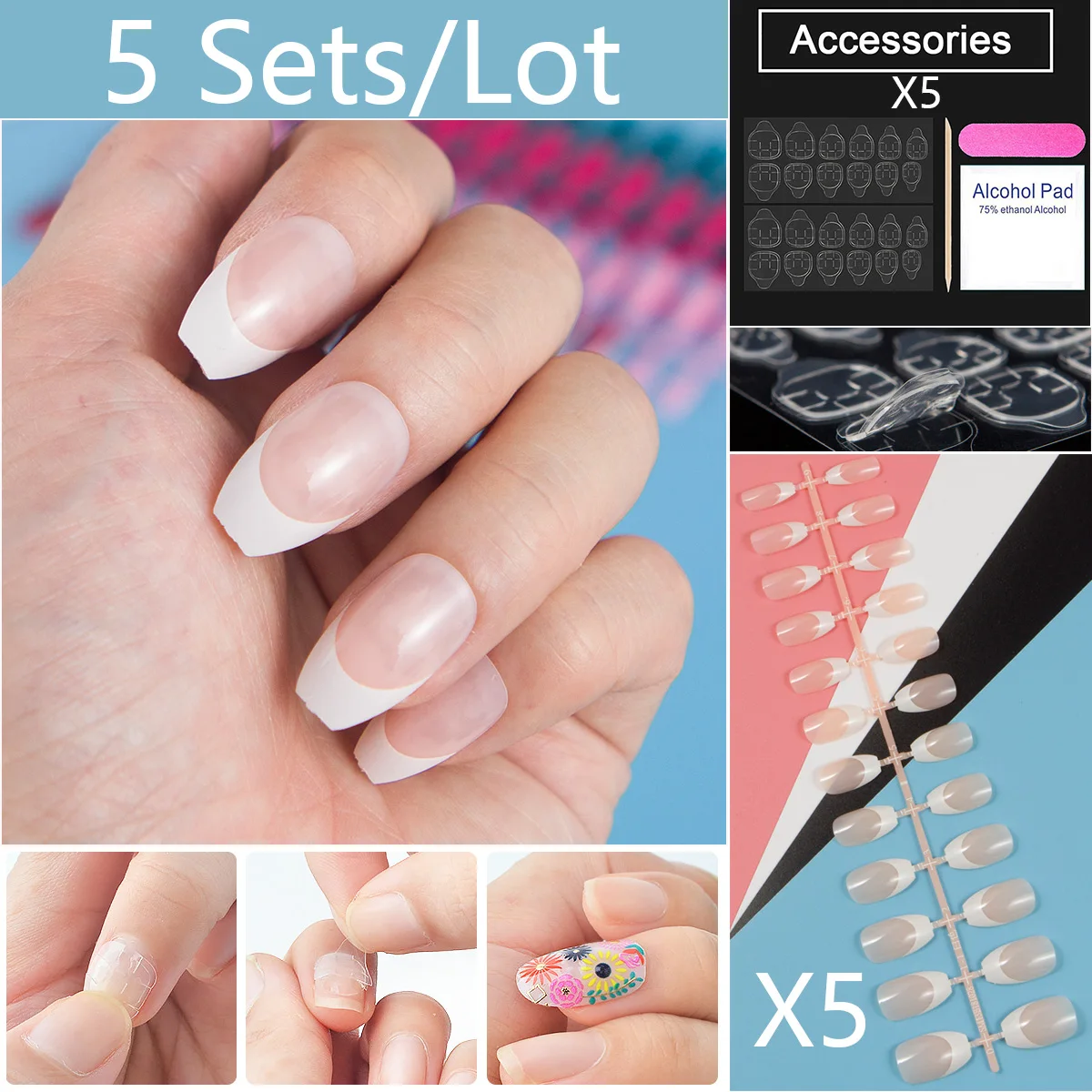 5 Sets/Lot French Ballerina Coffin False Nail Tips with Nail Adhesive Stickers Full Cover Short Press On Nail Tips Nail DIY
5 Sets/Lot French Ballerina Coffin False Nail Tips with Nail Adhesive Stickers Full Cover Short Press On Nail Tips Nail DIY