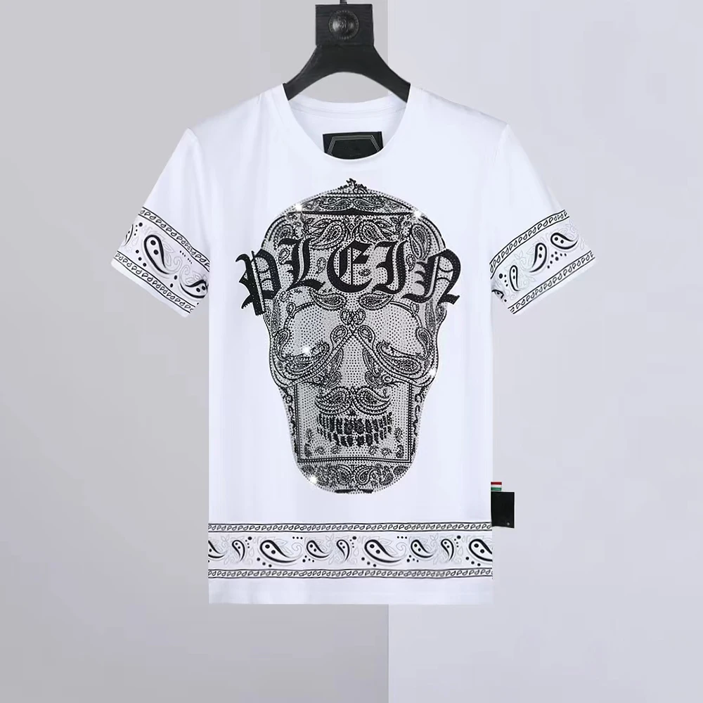 2023 Summer New Short Sleeve Men's Pure Cotton Creative Skull Head Hot Diamond Top Slim Fit T-shirt O-Neck High Street Hip Hop
2023 Summer New Short Sleeve Men's Pure Cotton Creative Skull Head Hot Diamond Top Slim Fit T-shirt O-Neck High Street Hip Hop