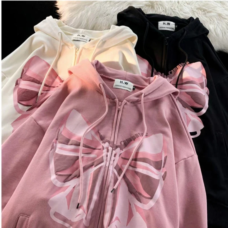 Bow Letter Print Hoodies Full Zip Kawaii Sweatshirts Women Autumn Hip Hop Y2K Goth Oversized Loose Harajuku Hoodie Jacket
Bow Letter Print Hoodies Full Zip Kawaii Sweatshirts Women Autumn Hip Hop Y2K Goth Oversized Loose Harajuku Hoodie Jacket