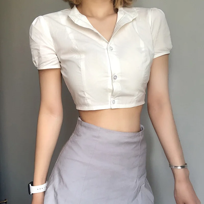 2023 Women's Top High Street Retro Casual Button Short Sleeve Cropped Sexy Vintage Polo Shirt Top Y2KT Shirt Solid Top Crew Neck
2023 Women's Top High Street Retro Casual Button Short Sleeve Cropped Sexy Vintage Polo Shirt Top Y2KT Shirt Solid Top Crew Neck