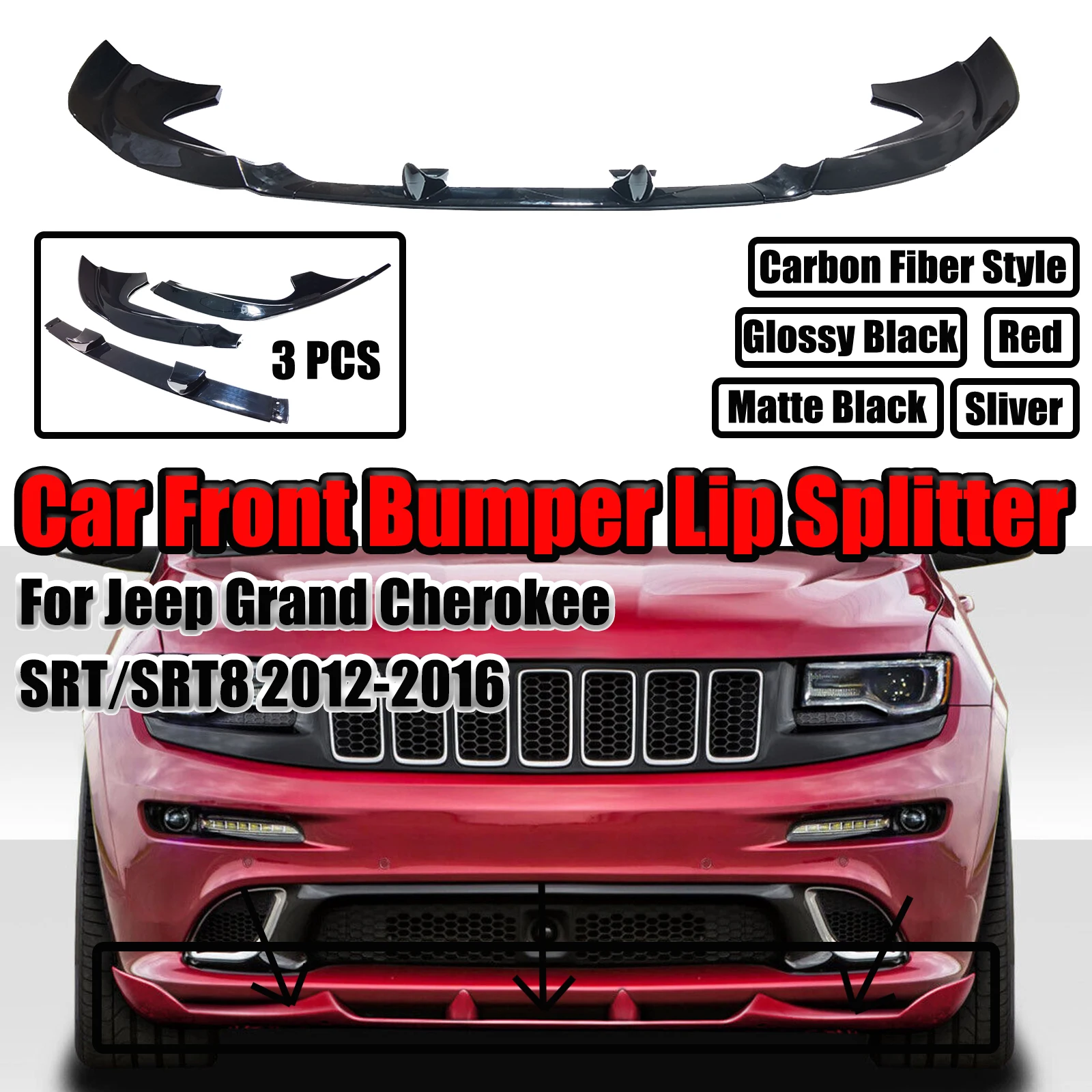 For 2012-2016 2015 2014 2013 Jeep Grand Cherokee SRT SRT8 Front Bumper Lip Splitter Carbon Fiber Style Glossy Black Matte Black
For 2012-2016 2015 2014 2013 Jeep Grand Cherokee SRT SRT8 Front Bumper Lip Splitter Carbon Fiber Style Glossy Black Matte Black