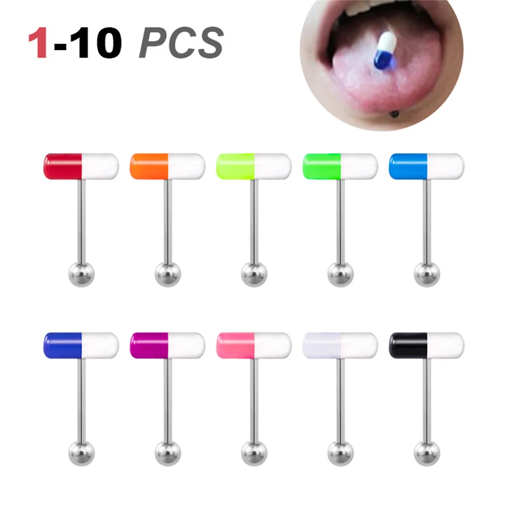 LUOLER 1-10 Piece Acrylic Pill Piercing Tongue Ring For Women Colorful Capsule Tongue Stud 14G Surgical Steel Barbell Fashion
LUOLER 1-10 Piece Acrylic Pill Piercing Tongue Ring For Women Colorful Capsule Tongue Stud 14G Surgical Steel Barbell Fashion