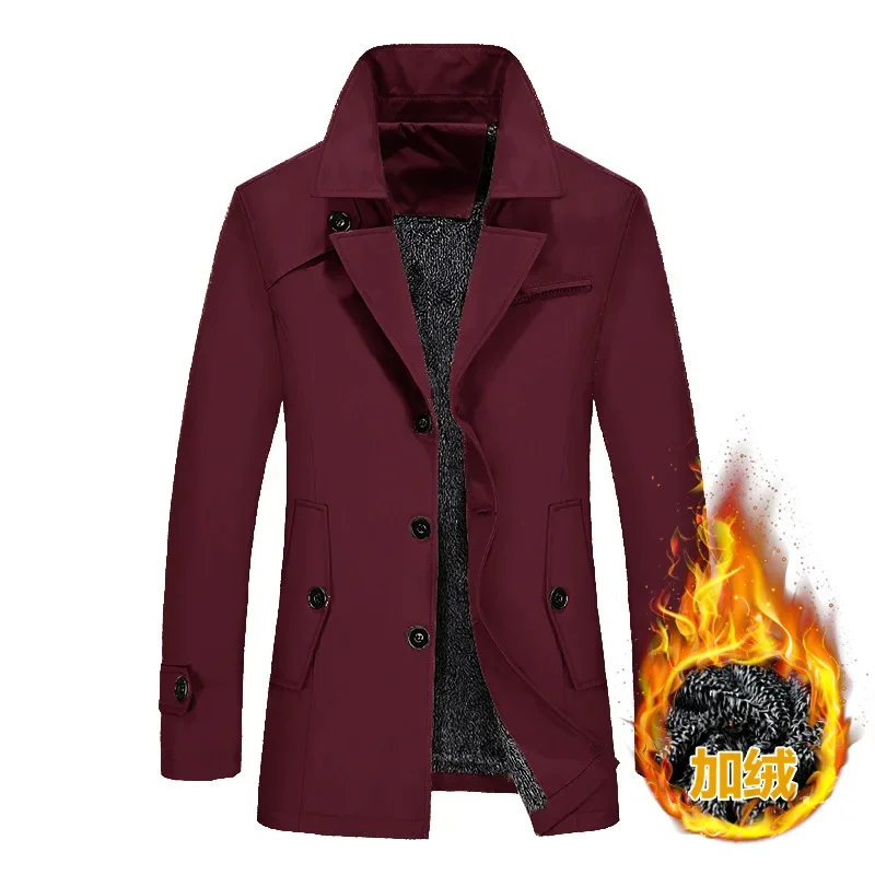 

Зимняя плюшевая ветровка для мужчин, молодежная Корейская приталенная куртка средней длины, тренчкот, мужская куртка, одежда, длинное пальто для мужчин, зима
