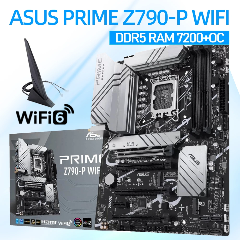 

ASUS PRIME Z790 P материнская плата с WIFI DDR5 Rams XMP до 7200MT/s LGA 1700 WIFI 6 ATX материнская плата PCIe 5,0 M.2 USB 3.2 Type-C оригинал Поддержка 12-го 13-го процессора Intel Core i5 i7 i9 без батареи