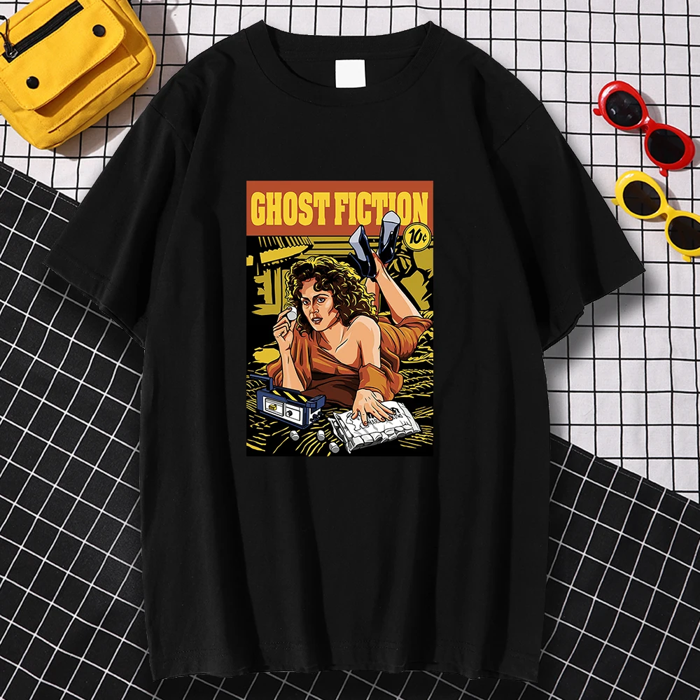 Ghost Fiction Comics Print Tshirts Men Personality Summer Tee Clothes Loose Sweat Breathable T Shirt O-Neck Loose Tops Men New 
Ghost Fiction Comics Print Tshirts Men Personality Summer Tee Clothes Loose Sweat Breathable T Shirt O-Neck Loose Tops Men New