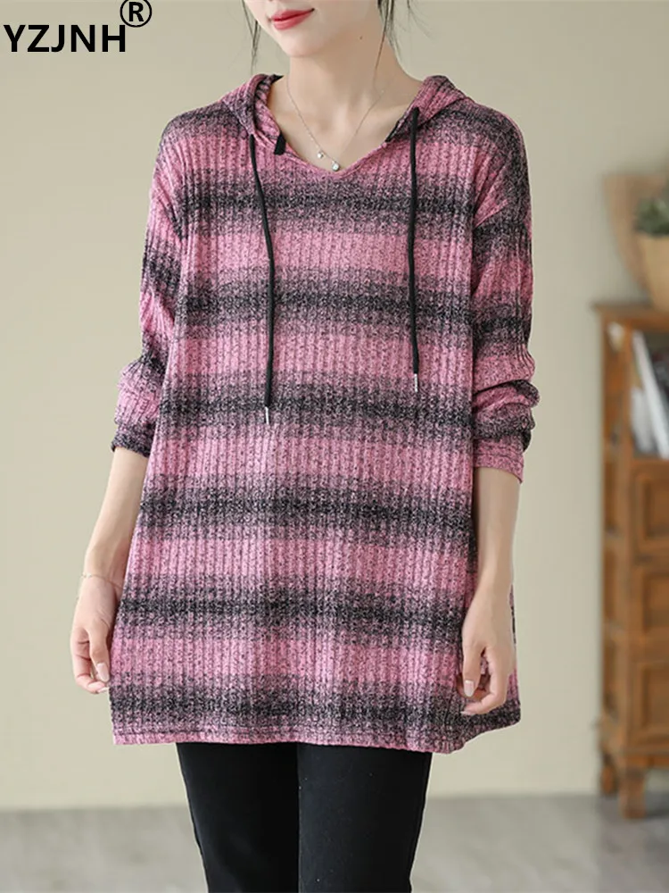 YZJNH Autumn Loose Knitted Sweater Hooded Design Contrast Stripe Long Sleeve Sweater Women's Large
YZJNH Autumn Loose Knitted Sweater Hooded Design Contrast Stripe Long Sleeve Sweater Women's Large