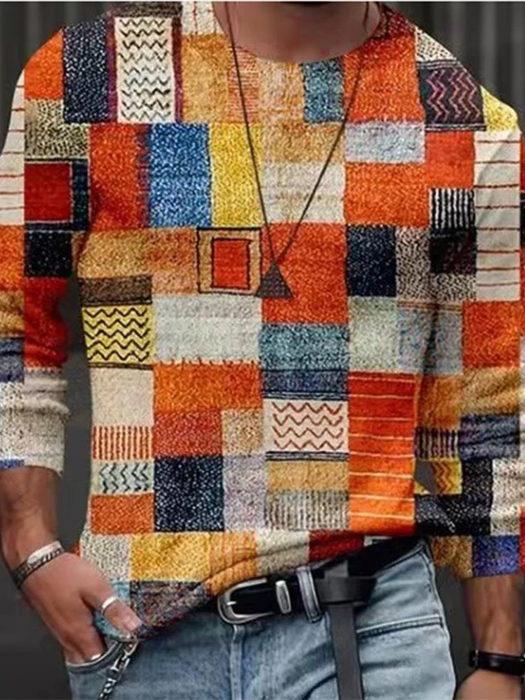 New Fashion O-Neck Long Sleeve Tee For Men 2022 Spring Autumn Retro Slim Fit Pullover Tops Men Casual Printed Patchwork T-Shirts 
New Fashion O-Neck Long Sleeve Tee For Men 2022 Spring Autumn Retro Slim Fit Pullover Tops Men Casual Printed Patchwork T-Shirts