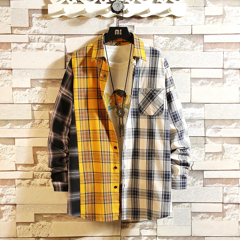 Casual Fashion Hip 2021 New Colour Shirt Contrast Long Patchwork Street Hop Clothing Loose Plaid Sleeve Men's Shirt Casual Shirt
Casual Fashion Hip 2021 New Colour Shirt Contrast Long Patchwork Street Hop Clothing Loose Plaid Sleeve Men's Shirt Casual Shirt