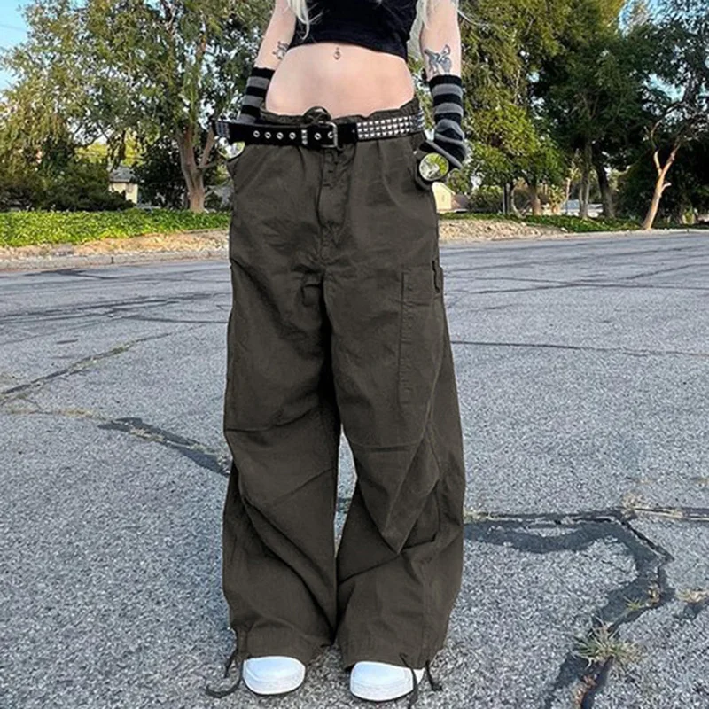 Khaki Baggy Trousers Women Spring Summer Sexy Low Waist Drawstring Wide Leg Pants Female Vintage Big Pockets Lace-up Harem Pants
Khaki Baggy Trousers Women Spring Summer Sexy Low Waist Drawstring Wide Leg Pants Female Vintage Big Pockets Lace-up Harem Pants