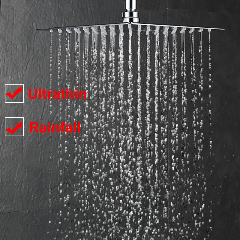 

Vidric Vidric Concealed Rainfall Shower Head System Chrome Bath & Shower Faucet Bathroom Luxury Rain Mixer Tap Shower Combo Set
