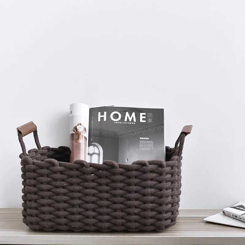 Desktop Rope Basket Snacks Box Cotton Organizer Storage Box Remote Handle Woven With Storage Sundries Control Cosmetic Container
Desktop Rope Basket Snacks Box Cotton Organizer Storage Box Remote Handle Woven With Storage Sundries Control Cosmetic Container