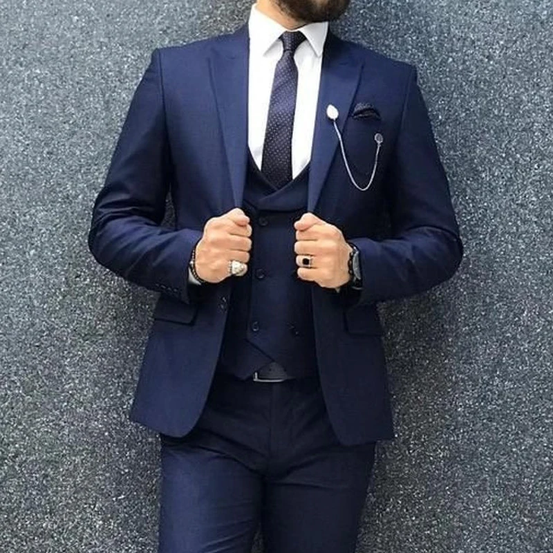 Slim Fit Formal Men Suits with Double Breasted Waistcoat Navy Blue Male Fashion Jacket Pants 3 Piece Wedding Tuxedo for Groom
Slim Fit Formal Men Suits with Double Breasted Waistcoat Navy Blue Male Fashion Jacket Pants 3 Piece Wedding Tuxedo for Groom