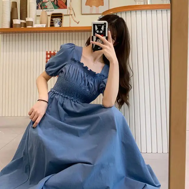 Summer 2022 New Retro French Over-the-knee Long Skirt Waist Is Thin Bubble Square Collar Short-sleeved Dress Women's Skirt
Summer 2022 New Retro French Over-the-knee Long Skirt Waist Is Thin Bubble Square Collar Short-sleeved Dress Women's Skirt