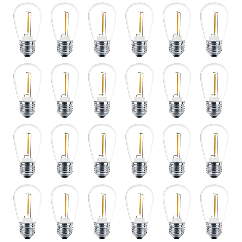 24 Pack 3V LED S14 Replacement Light Bulbs, Shatterproof Outdoor Solar String Light Bulbs, Warm White
24 Pack 3V LED S14 Replacement Light Bulbs, Shatterproof Outdoor Solar String Light Bulbs, Warm White