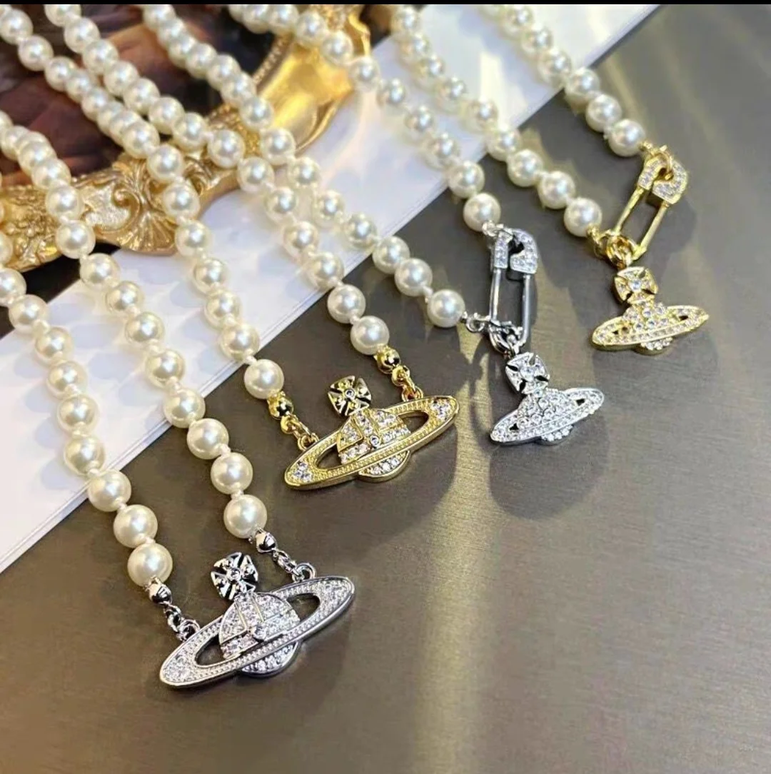 

Empress Dowager Pearl Necklace Pins Light Luxury Small Crowd 2023 New Women's Sweater Chain Ouyang Nana Same Style