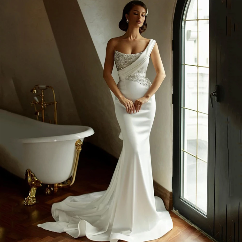 Elegant Bride Gowns 2022 One Shoulder Jesery Beadings Open Backless Wedding Dresses Sweep Train Trumpet Vestido De Noiva
Elegant Bride Gowns 2022 One Shoulder Jesery Beadings Open Backless Wedding Dresses Sweep Train Trumpet Vestido De Noiva