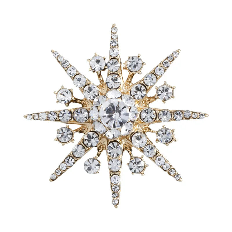 

New High-end Rhinestone Star Brooch Sparkling Crystal Snowflake Lapel Pin Fashion Jewelry Brooches for Women Christmas Gift