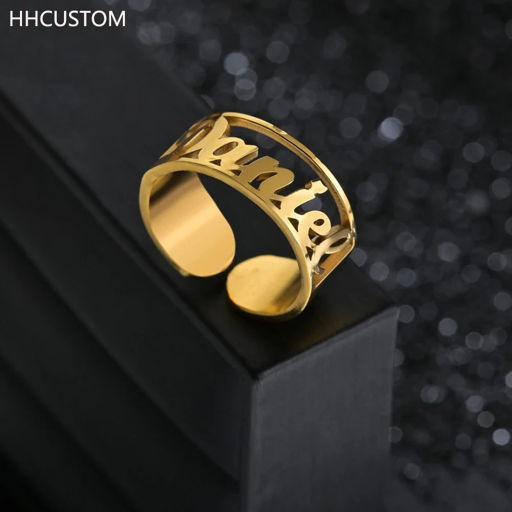 HHCUSTOM Custom Name Rings Personality Stainless Steel Hollow Nameplate Open Adjustable Finger Ring For Women Jewelry Gifts
HHCUSTOM Custom Name Rings Personality Stainless Steel Hollow Nameplate Open Adjustable Finger Ring For Women Jewelry Gifts