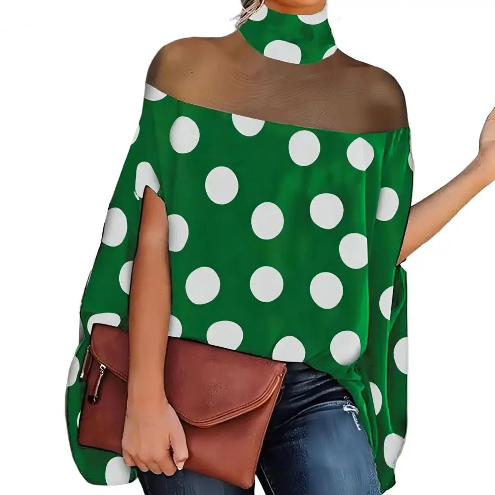 Summer Blouse Mesh Stitching Moisture Wicking Batwing Sleeve Solid Color Cape Blouse Anti-Shrink Cape Top Daily Garment
Summer Blouse Mesh Stitching Moisture Wicking Batwing Sleeve Solid Color Cape Blouse Anti-Shrink Cape Top Daily Garment