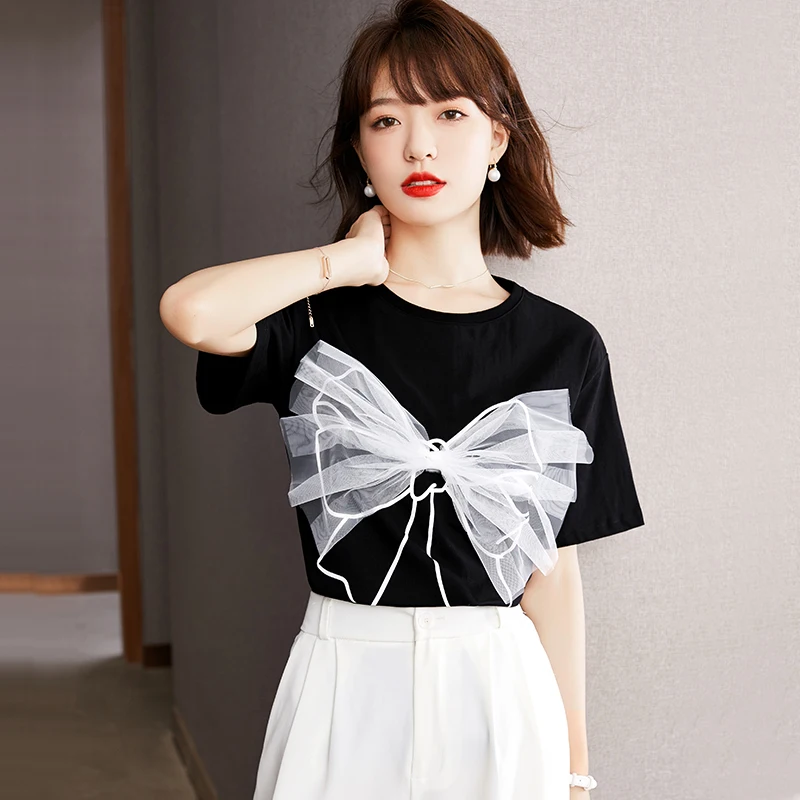 Cotton Women's T-shirt Summer Loose High Street Top Splicing Short Sleeve New 2022 Tees Fashion O-Neck Female Clothes
Cotton Women's T-shirt Summer Loose High Street Top Splicing Short Sleeve New 2022 Tees Fashion O-Neck Female Clothes
