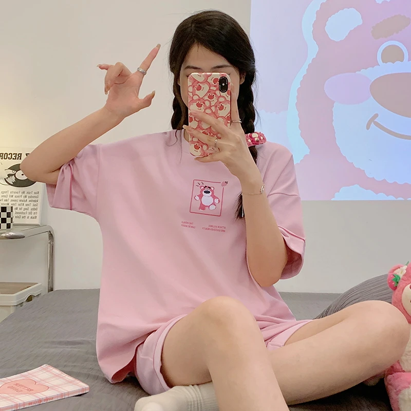 Disney Pink Strawberry Bear Women's Pajamas Sweet and Lovely New Women Pajamas Two Piece Homewear Summer Pajamas for Women
Disney Pink Strawberry Bear Women's Pajamas Sweet and Lovely New Women Pajamas Two Piece Homewear Summer Pajamas for Women