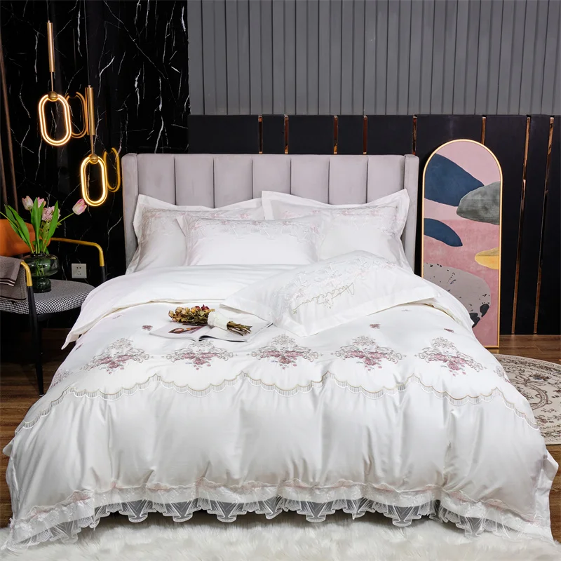 Luxury 1200TC Egyptian Cotton Flowers Embroidery Princess Lace Bedding Set Quilt/Duvet Cover Bed Linen Fitted Sheet Pillowcases
Luxury 1200TC Egyptian Cotton Flowers Embroidery Princess Lace Bedding Set Quilt/Duvet Cover Bed Linen Fitted Sheet Pillowcases