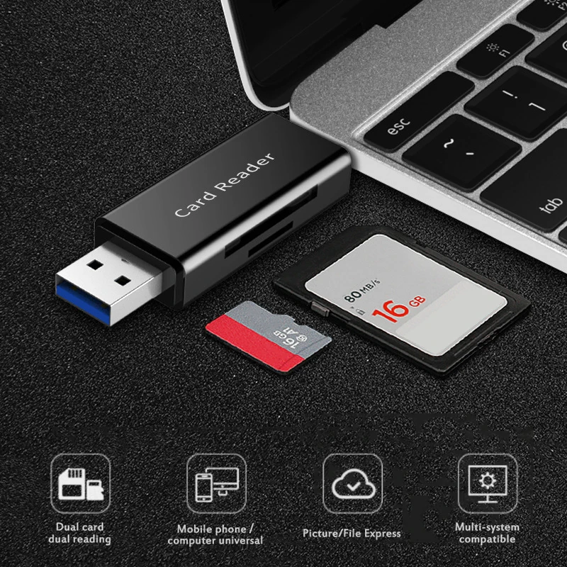 

Portable Otg Cards Adapter Usb3.0 Mobile Phone Computer Card Reader Dual Card Slot High-speed Tf Card Readers Universal Stable