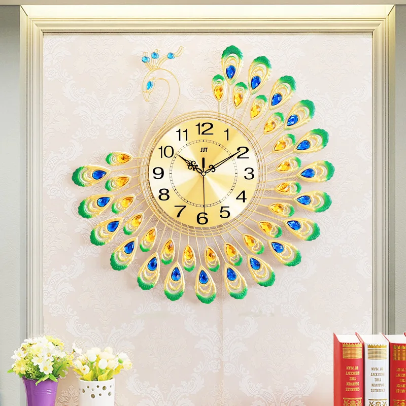 European style peacock wall clock living room clock table modern creative decoration clock quartz wall clock wall watch
European style peacock wall clock living room clock table modern creative decoration clock quartz wall clock wall watch