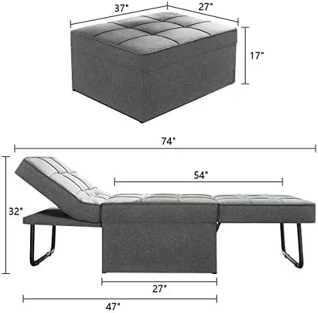 Sofa Bed, Convertible Chair 4 in 1 Multi-Function Folding Ottoman Modern Breathable Linen Guest Bed with Adjustable Sleeper for
Sofa Bed, Convertible Chair 4 in 1 Multi-Function Folding Ottoman Modern Breathable Linen Guest Bed with Adjustable Sleeper for