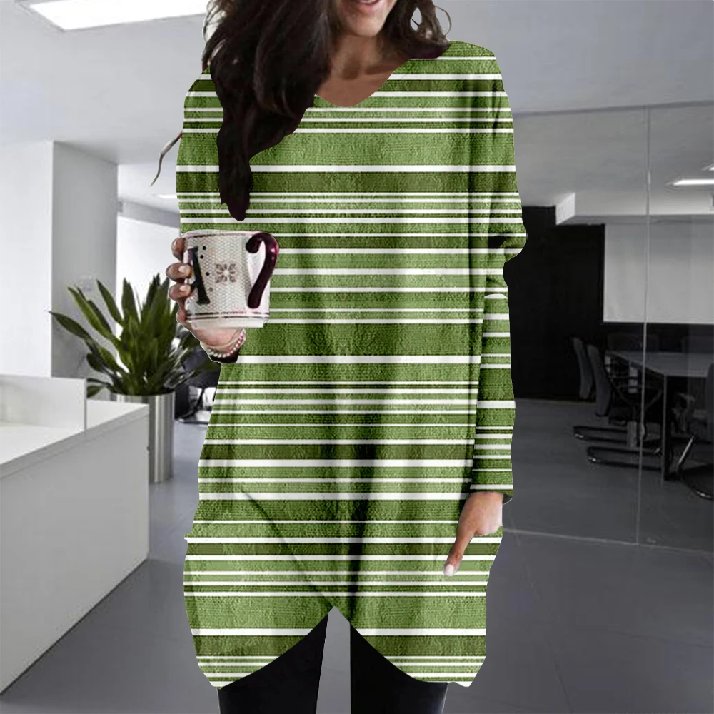 Oversized Women Clothing Long T-shirt Striped Printing V-neck Long Slit Women's T-shirt New Casual Tops Long Sleeve Tee 6XL
Oversized Women Clothing Long T-shirt Striped Printing V-neck Long Slit Women's T-shirt New Casual Tops Long Sleeve Tee 6XL