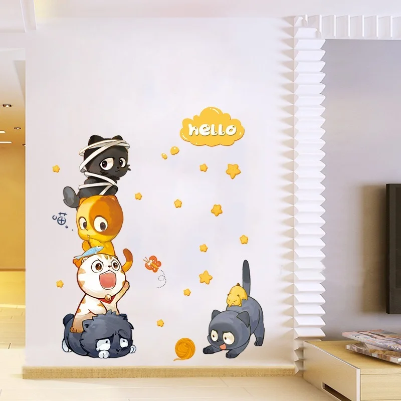 New Cartoon Cat Butterfly Kids Wall Stickers Door Wardrobe Window Home Decorative Painting Background Poster Removable Decor
New Cartoon Cat Butterfly Kids Wall Stickers Door Wardrobe Window Home Decorative Painting Background Poster Removable Decor