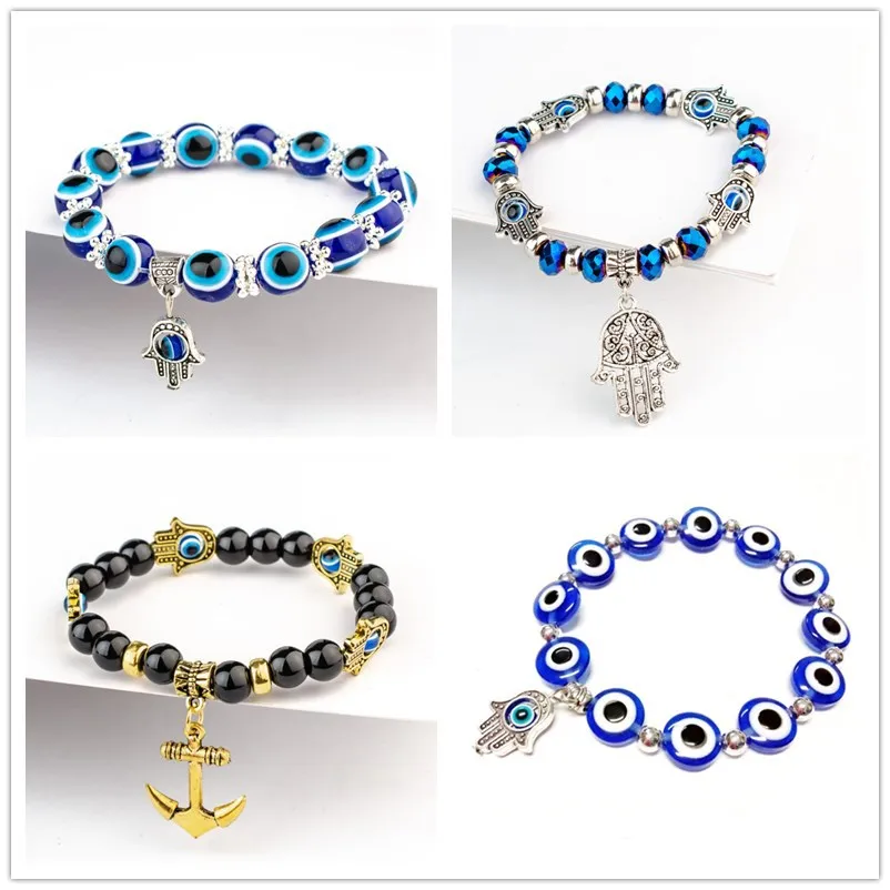 Turkish Blue Evil Eye Bracelets Fatima Hand Lucky Bead Bracelet Men Women Handmade Jewelry Charm Bracelet Female Dropshipping
Turkish Blue Evil Eye Bracelets Fatima Hand Lucky Bead Bracelet Men Women Handmade Jewelry Charm Bracelet Female Dropshipping
