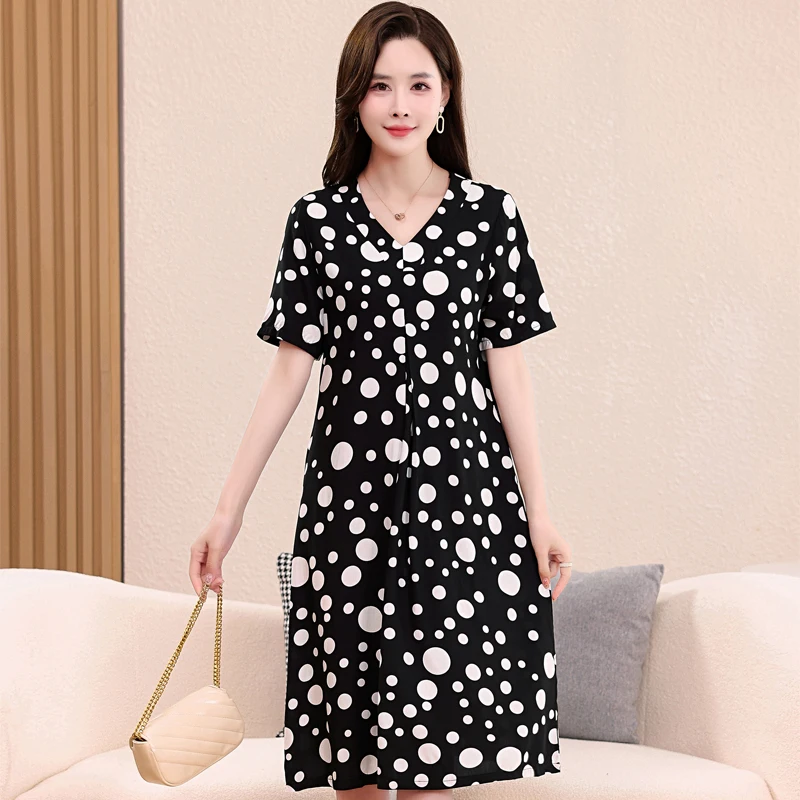 2023 New Short Sleeve Loose Print Vintage Dress Korean Style Summer Clothes High Quality Summer Midi Dresses Woman
2023 New Short Sleeve Loose Print Vintage Dress Korean Style Summer Clothes High Quality Summer Midi Dresses Woman