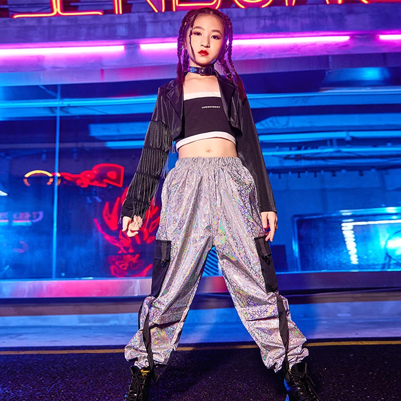 Children Hip Hop Jazz Dancing Costume Set Tassel Coat Vest Sequins Trousers 3Pcs Girls Street Dance Performance Clothing
Children Hip Hop Jazz Dancing Costume Set Tassel Coat Vest Sequins Trousers 3Pcs Girls Street Dance Performance Clothing