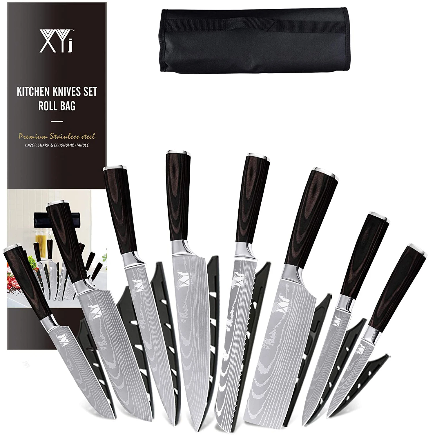 8pcs Knife Kitchen Set Stainless Steel Knives Laser Damascus Pattern Sharp Blade Professional Chef Knives Tool Meat Cleaver Set
8pcs Knife Kitchen Set Stainless Steel Knives Laser Damascus Pattern Sharp Blade Professional Chef Knives Tool Meat Cleaver Set