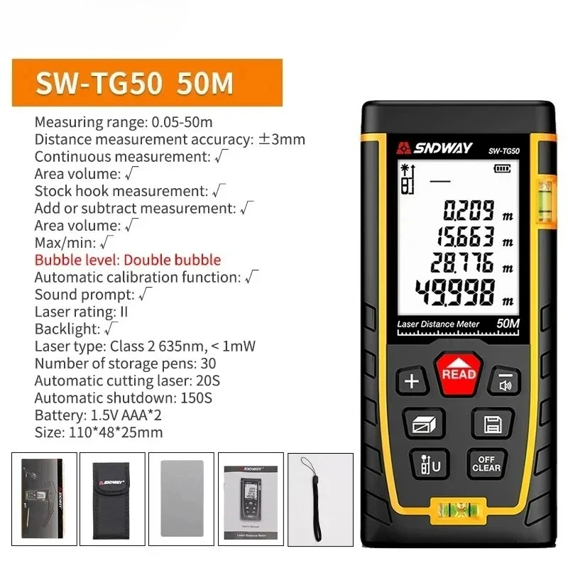 SNDWAY лазерный дальномер SW-50G/SW-70G/SW-100G/SW-120G
SNDWAY лазерный дальномер SW-50G/SW-70G/SW-100G/SW-120G